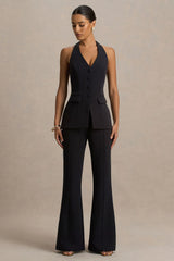Carina | Black Flared-Leg Tailored Trousers