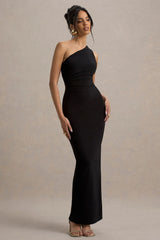 Venetia | Black One-Shoulder Tie-Back Maxi Dress