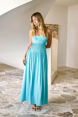On the Shores Strapless Maxi Dress Blue